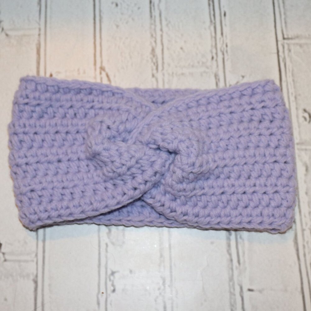 💜🌸 Chunky Crochet Headband – Lavender Purple · Handmade · One Size